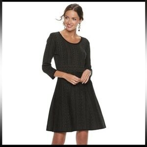 NWT Nina Leonard Print Fit & Flare Sweater Dress